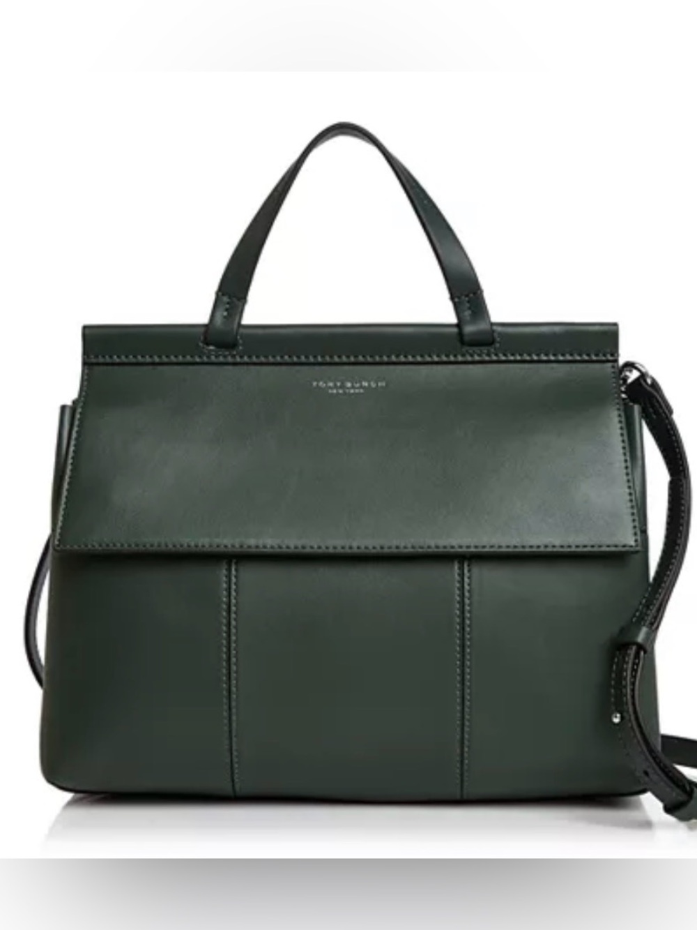 TORY BURCH BLOCK T SATCHEL CROSSBODY BLACK LEATHER